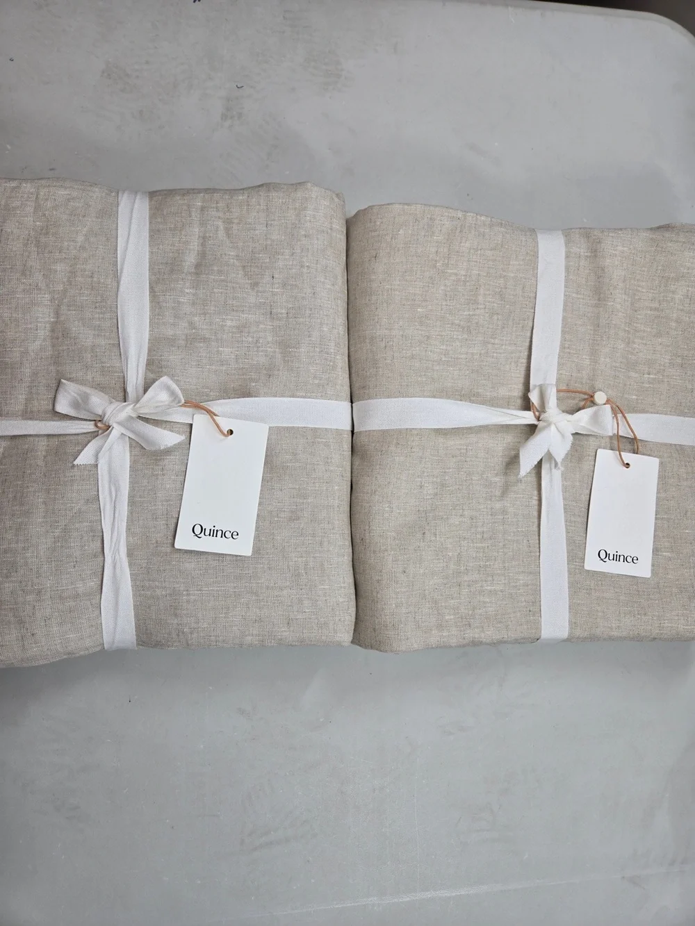 NWT QUINCE Set Of 2 48x96 European Linen True Blackout Curtains Flax 9998